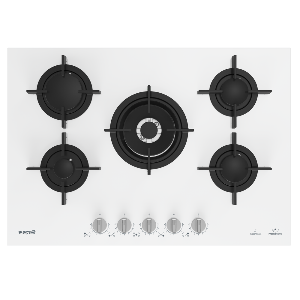 Arçelik OCD T 752-1 DWKB Wok Gözlü Beyaz Cam Ankastre Ocak